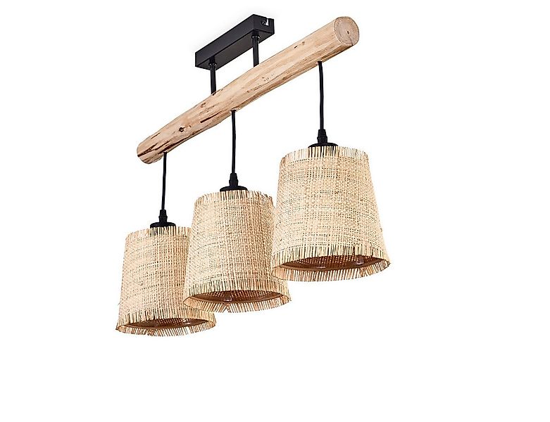 hofstein Deckenleuchte moderne Deckenlampe aus Holz/Metall/Bast in Natur/Sc günstig online kaufen