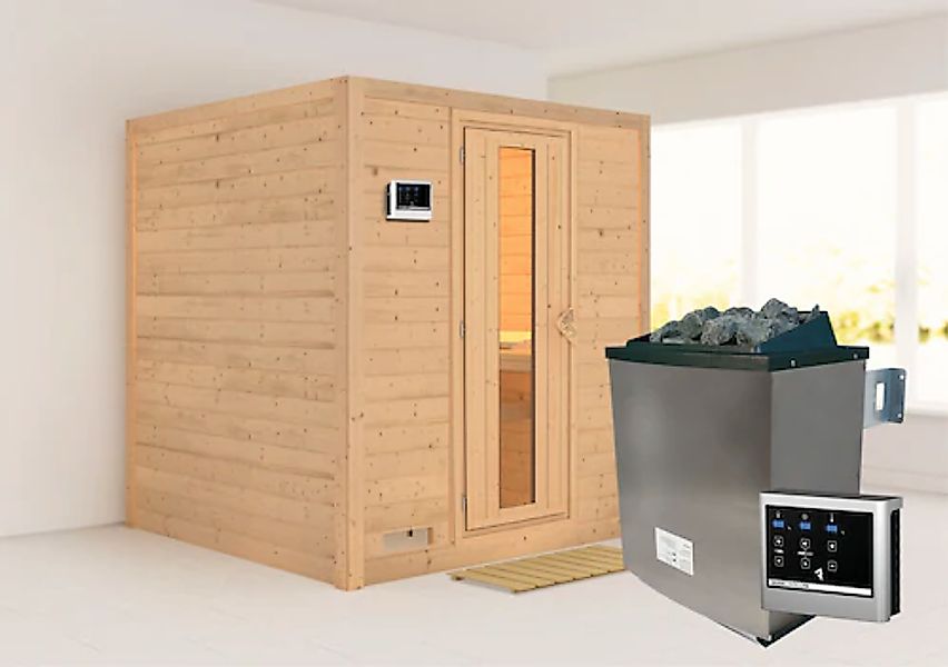Karibu Sauna »Menja« Set, 9-kW-Ofen mit externer Steuerung günstig online kaufen