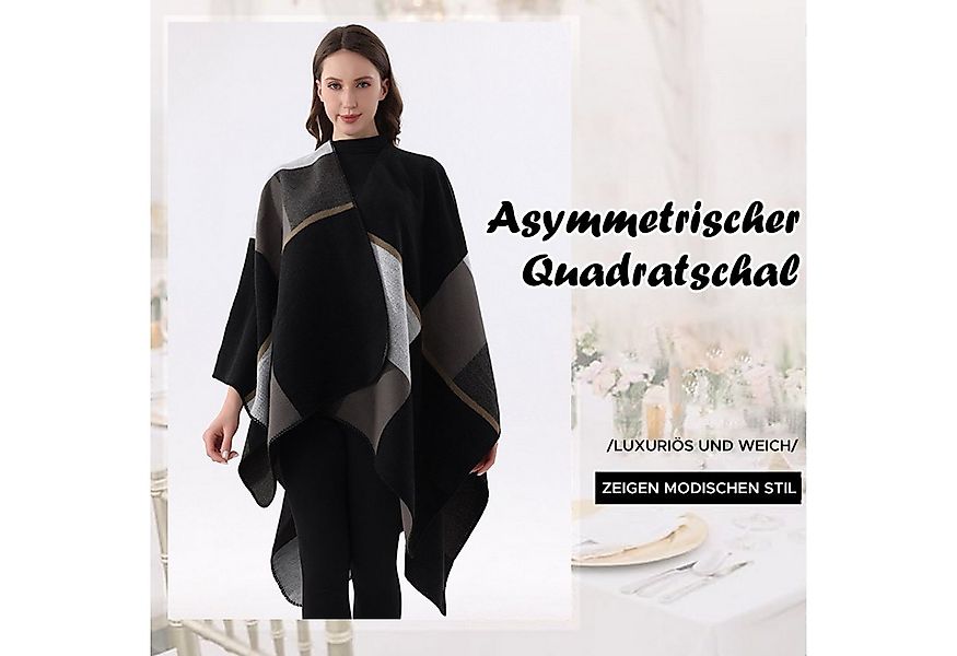 Refttenw Poncho Damen Sommer, Klassischer Karo Wickelponcho, Asymmetrisch 1 günstig online kaufen