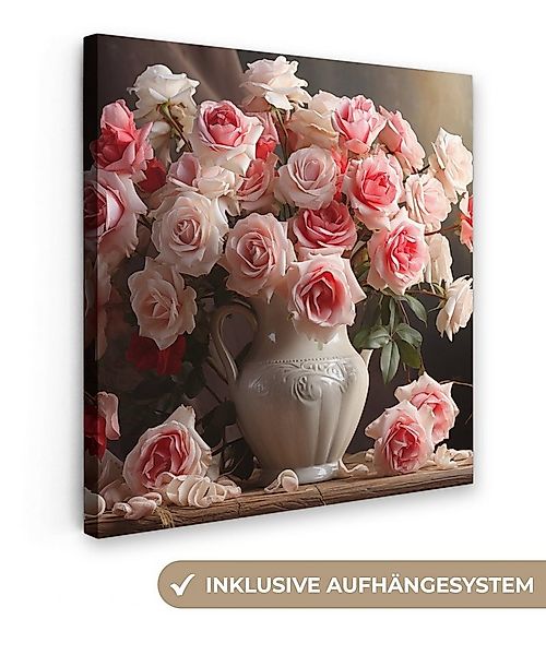 OneMillionCanvasses® Leinwandbild Blumen - Rosen - Vase - Stilleben - Blume günstig online kaufen
