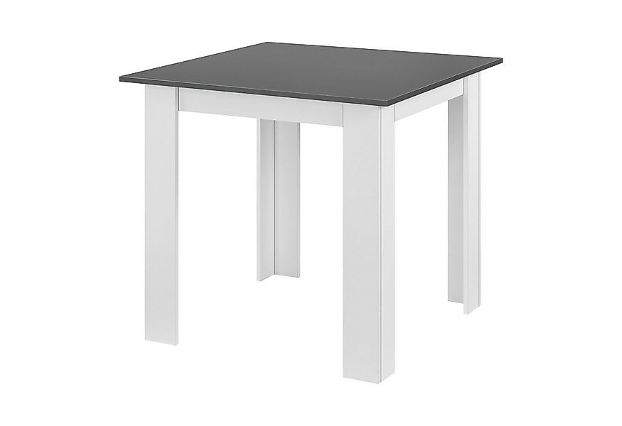 en.casa Esstisch, Algermissen Küchentisch 80x80x76cm Weiß/Dunkelgrau günstig online kaufen