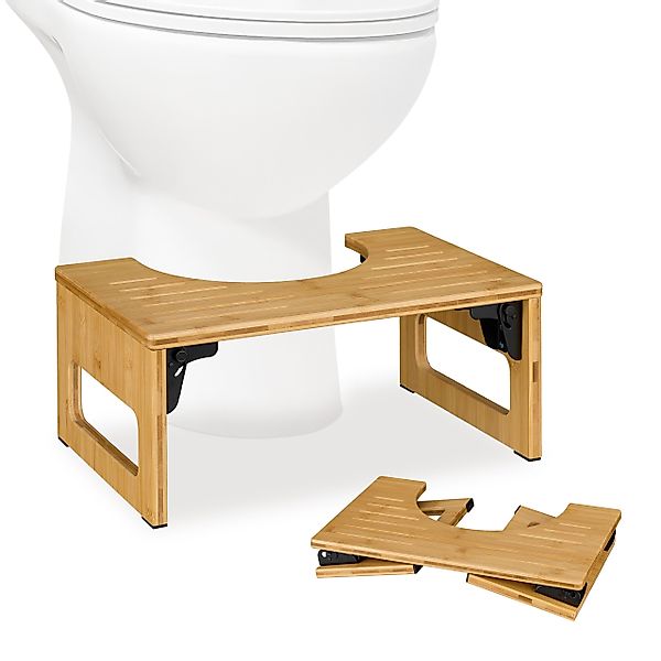 relaxdays Badhocker Klappbarer Toilettenhocker aus Bambus günstig online kaufen