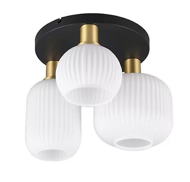 Deckenleuchte 1xE27  Matt / Messing / Glas opal 1 Stück Glas / Metall Weiß, günstig online kaufen