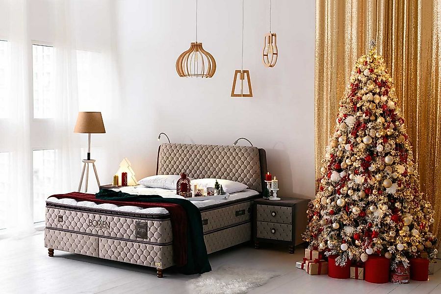 BAMBI YATAK Boxspringbett Set, Bambi Borjen, Kopfteil-Lampe USB-Port, Bor-M günstig online kaufen