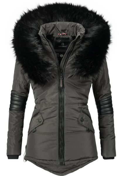 Navahoo Winterjacke "Nirvana" mit Kapuze edle Steppjacke m. schwarzem Kunst günstig online kaufen