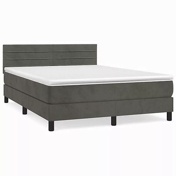 furnicato Bett Boxspringbett mit Matratze Dunkelgrau 140x190 cm Samt (1-tlg günstig online kaufen