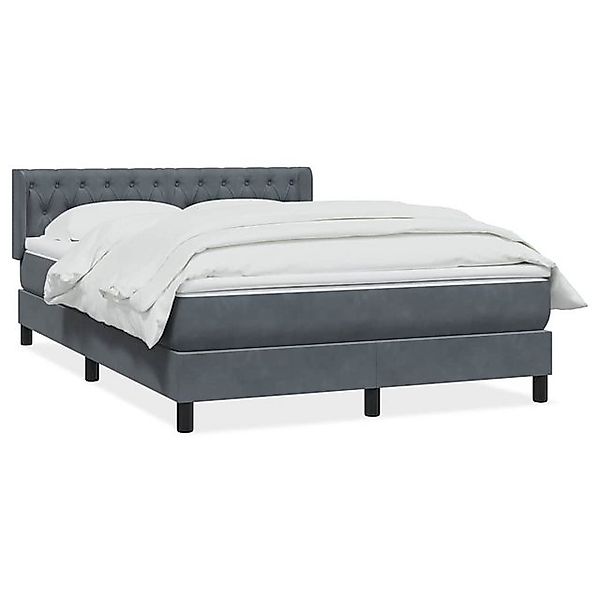 vidaXL Boxspringbett, Boxspringbett mit Matratze Dunkelgrau 140x210 cm Samt günstig online kaufen