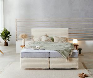DELIFE Boxspringbett Dream-Well, Plüsch-Cord Beige 160x200 günstig online kaufen