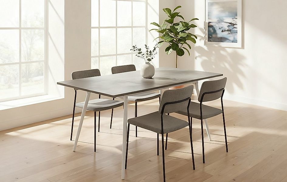 B&D home Esstisch LIO, Metallgestell schwarz oder weiß, ausziehbar, 4-6 Per günstig online kaufen