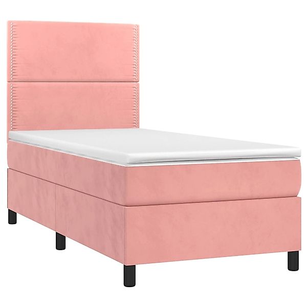 vidaXL Boxspringbett mit Matratze & LED Rosa 90x190 cm Samt 3136040 günstig online kaufen