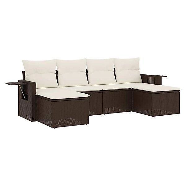 vidaXL 6-Tlg Garten-Sofagarnitur mit Kissen Braun Poly Rattan 3220522 günstig online kaufen