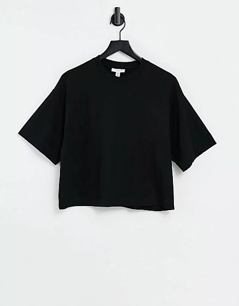 Topshop – Kastenförmiges T-Shirt in Schwarz mit Einsatz günstig online kaufen