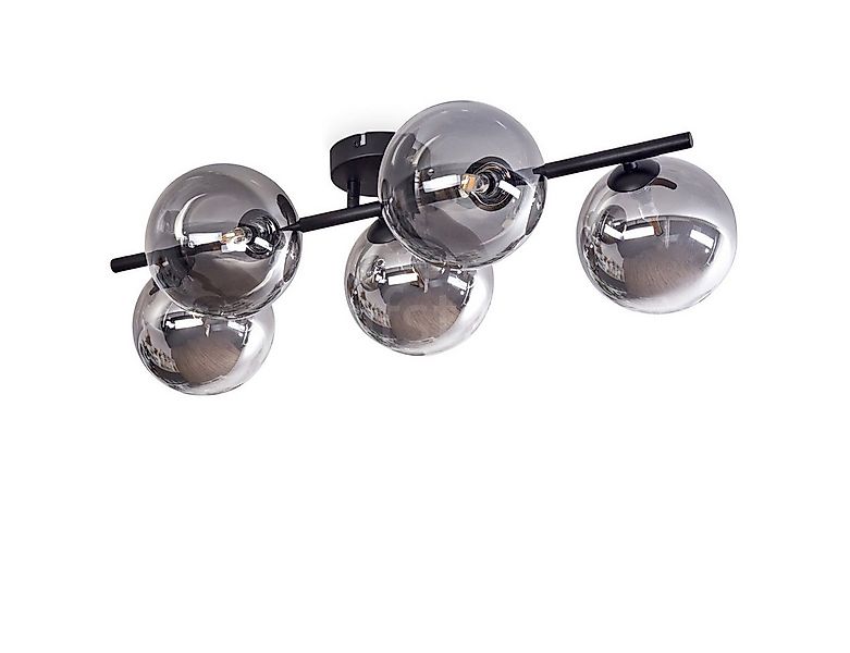 hofstein Deckenleuchte Deckenlampe aus Metall/Glas in Schwarz/Rauchfarben/K günstig online kaufen