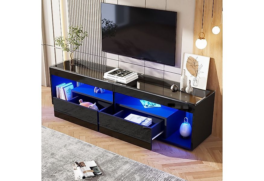OKWISH Lowboard LED-Hochglanz-TV-Schrank (Fernsehschrank, Konsolentisch, Wo günstig online kaufen