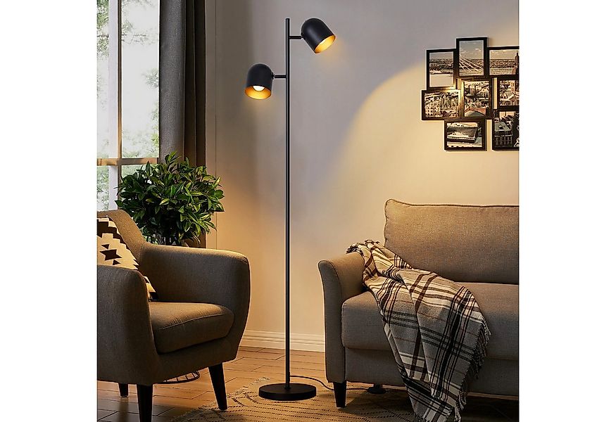 Nettlife Stehlampe Schwarz Gold Wohnzimmer Vintage Metall 2 Flammig E14 Ind günstig online kaufen