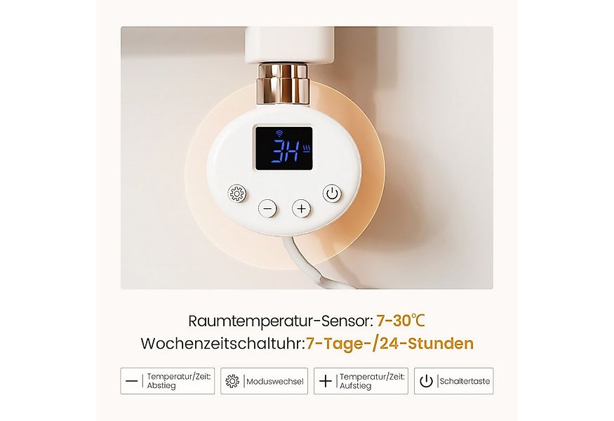 EMKE Elektrischer Badheizkörper mit Thermostat Höhe: 120, 500/600W Handtuch günstig online kaufen