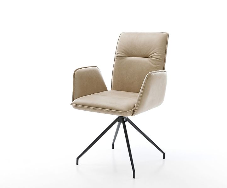 Esszimmerstuhl Vinja-Flex Mikrofaser Beige Vintage Kreuzgestell konisch Sch günstig online kaufen