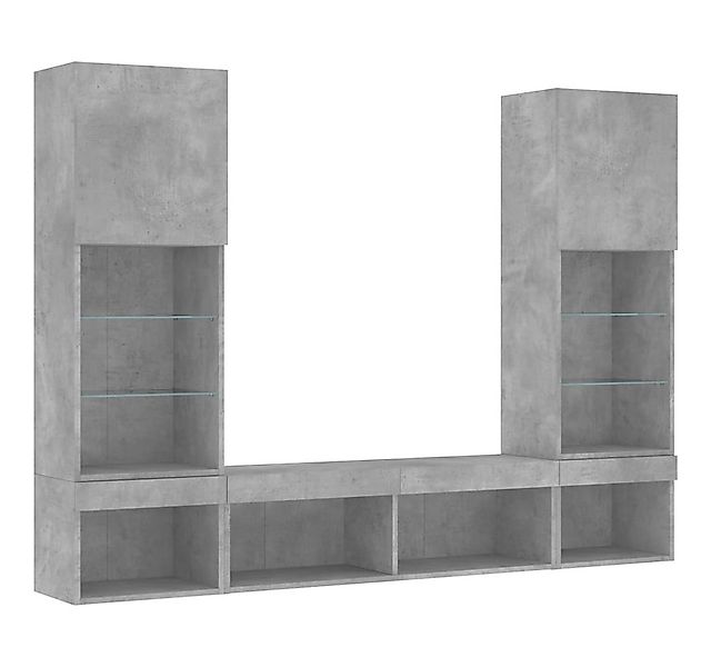 vidaXL TV-Wand 5-tlg. Wohnwand mit LED-Beleuchtung Betongrau Holzwerkstoff, günstig online kaufen