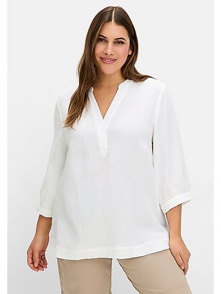 Sheego Tunika Große Größen mit 3/4-Arm und V-Schlitz, aus Musselin günstig online kaufen