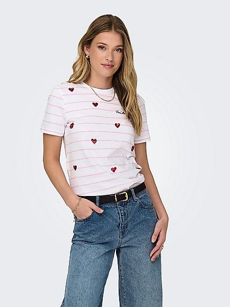 ONLY T-Shirt ONLKITA LIFE REG S/S HEART TOP BOX JRS günstig online kaufen