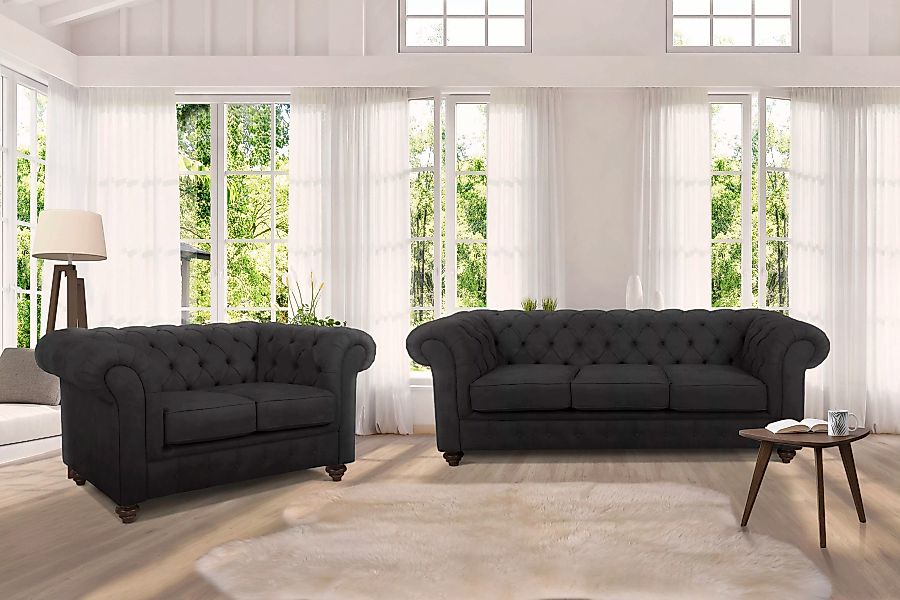 Home affaire Chesterfield-Sofa "Duc 3-Sitzer", hochwertige Knopfheftung im günstig online kaufen