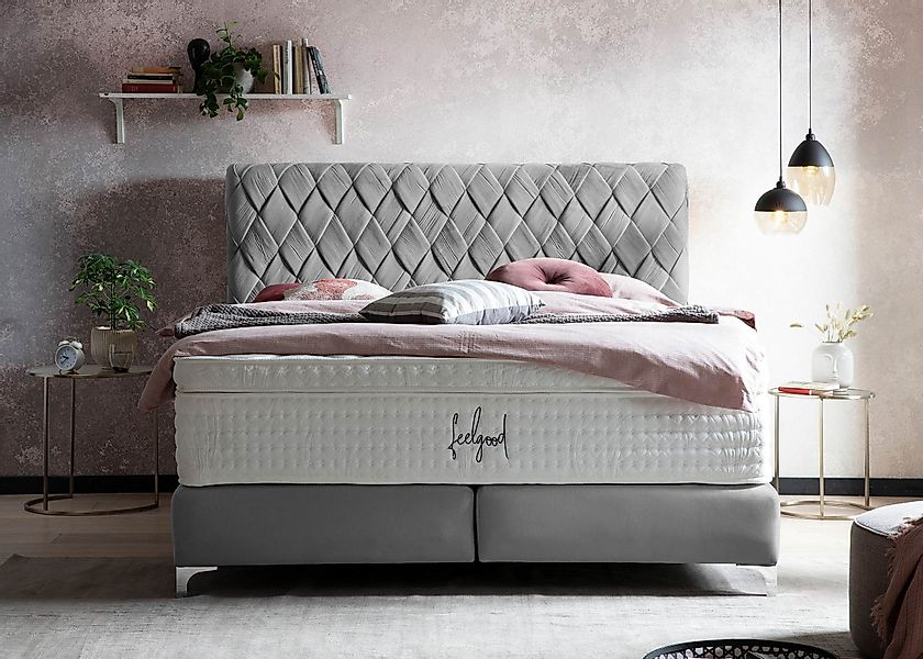BettCo Boxspringbett Lyon (in Grau Velours, günstig online kaufen