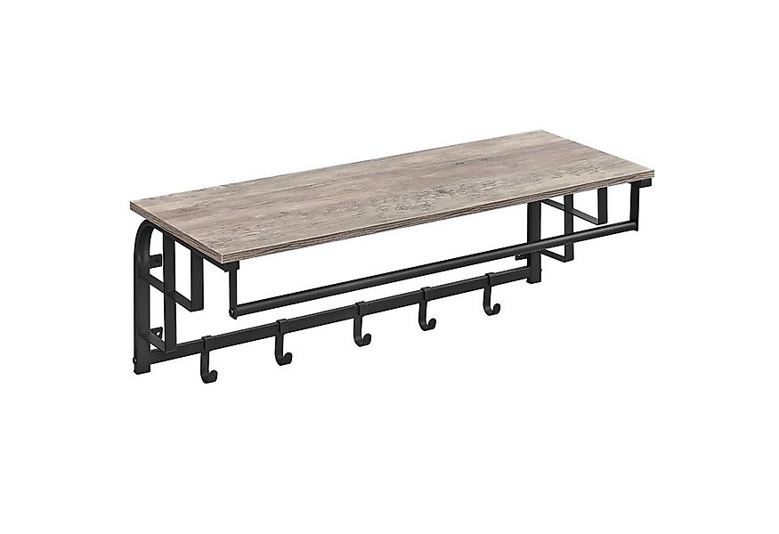 VASAGLE Wandgarderobe, Wandregal mit Haken, Länge 66 - 80 cm günstig online kaufen