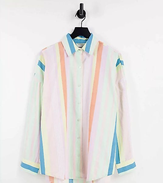 Reclaimed Vintage – Inspired – Lockeres Oversize-Hemd mit Regenbogenstreife günstig online kaufen