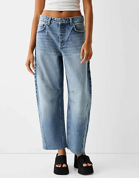 Bershka Barrel-Jeans Damen 38 Ausgewaschenes Blau günstig online kaufen