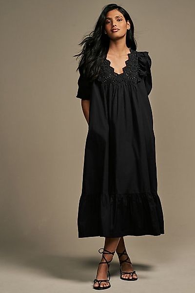 LAURA ASHLEY Volantkleid Laura Ashley Kleid mit Lochspitze und Rüschen (1-t günstig online kaufen