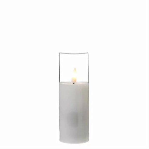 MARELIDA LED Kerze im Glas Windlicht Echtwachs flackernd H: 15cm weiß günstig online kaufen