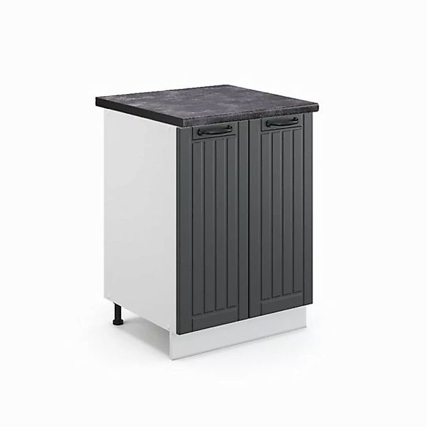 Vicco Unterschrank Fame-Line, Anthrazit Landhaus/Weiß, 60 cm, AP Anthrazit günstig online kaufen