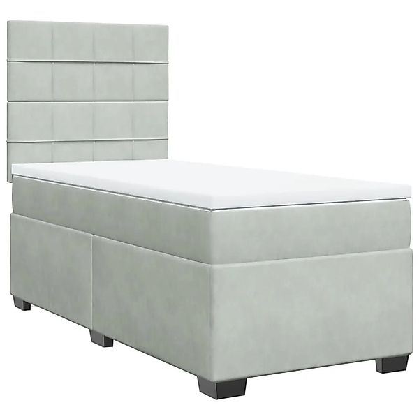vidaXL Boxspringbett mit Matratze Hellgrau 90x200 cm Samt 3290810 günstig online kaufen