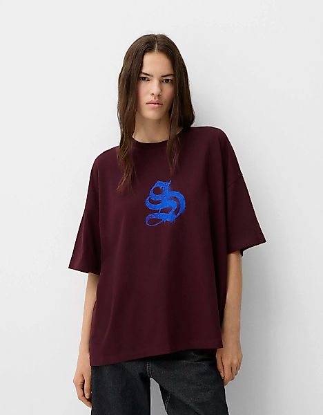 Bershka T-Shirt Mit Print Damen S Violett günstig online kaufen