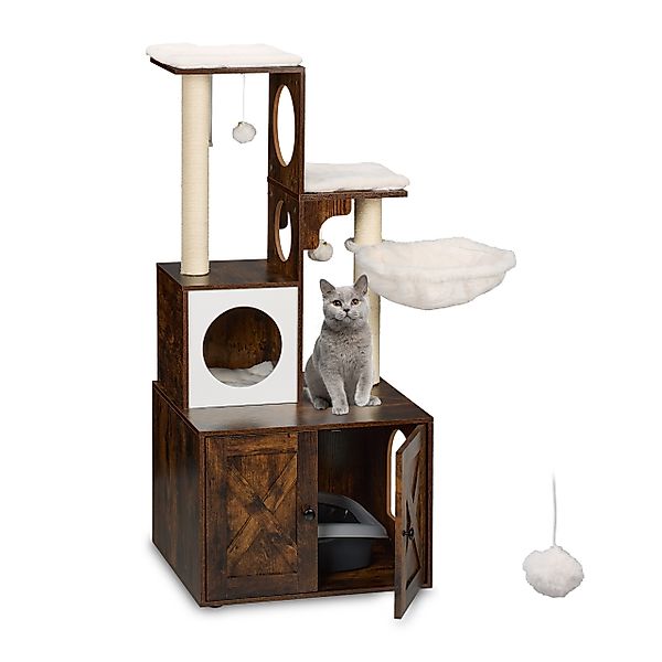 relaxdays Kratzbaum mit Katzenklo Schrank 128 günstig online kaufen