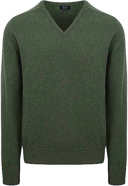William Lockie V-Auschnitt Pullover Lammwolle Rosemary Grün - Größe XL günstig online kaufen
