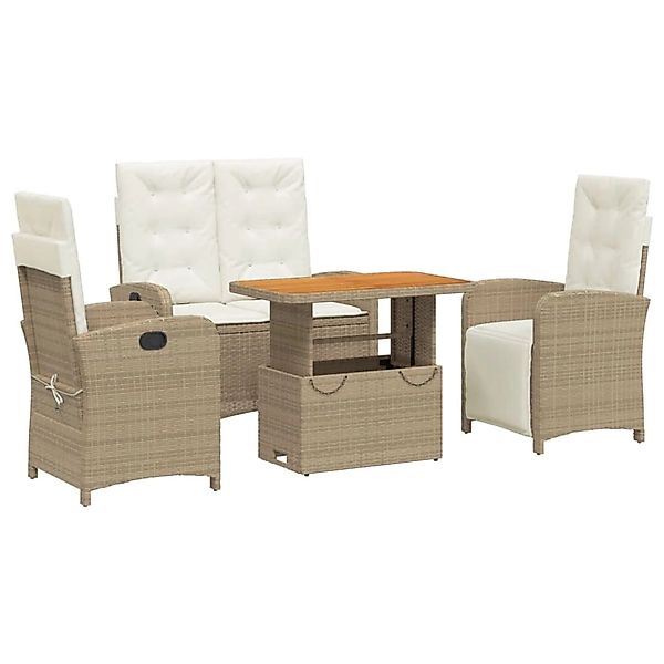 vidaXL 4-Tlg Garten-Essgruppe mit Kissen Beige Poly Rattan 3277360 günstig online kaufen