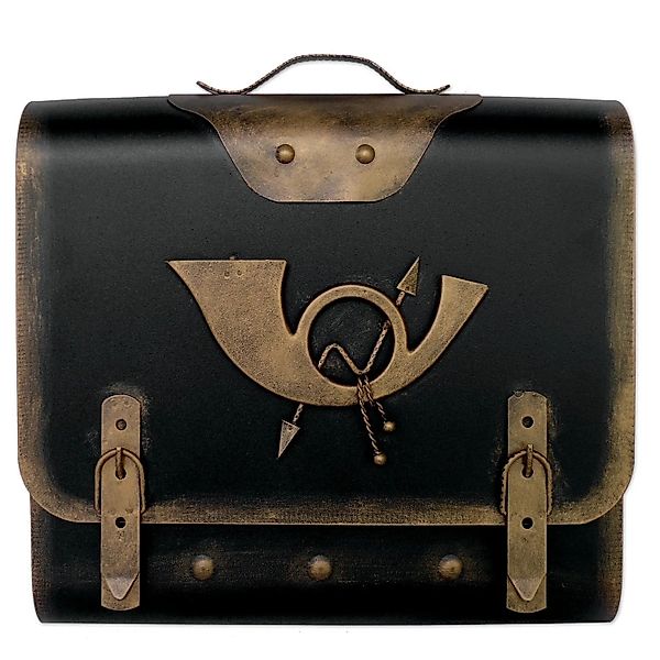 HMF 511-23 Briefkasten Alter Schulranzen mit Posthorn 40 x 40 x 9 cm Gold günstig online kaufen