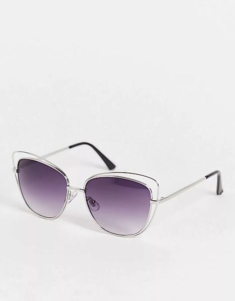 AJ Morgan – Übergroße Cat-Eye-Sonnenbrille für Damen in Silber-Optik günstig online kaufen