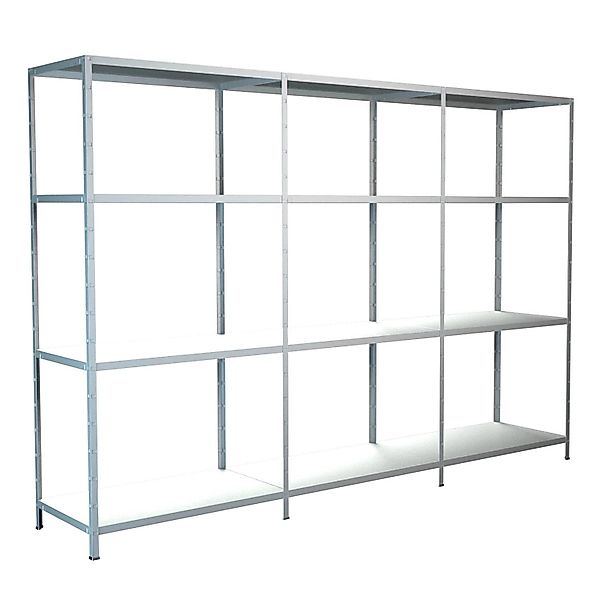 Schulte Steck-Grund- und 2 x Anbauregale 180 cm x 360 cm x 50 cm Weiß günstig online kaufen