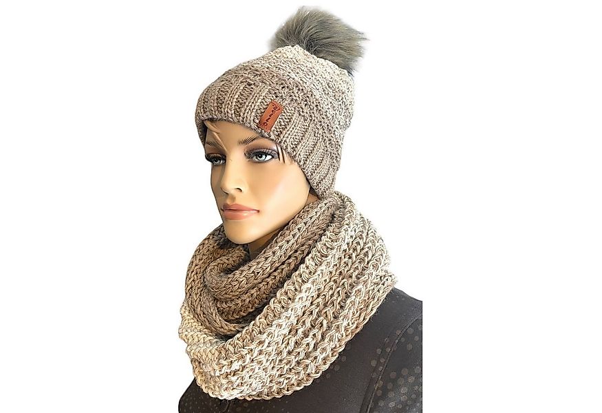 Taschen4life Bommelmütze Damen Mütze & Schal Set 36.64 (2 teilig, gestrickt günstig online kaufen