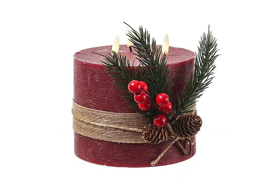 MARELIDA LED-Kerze XXL LED 3 Docht Kerze Echtwachs groß Timer D: 15cm H: 15 günstig online kaufen