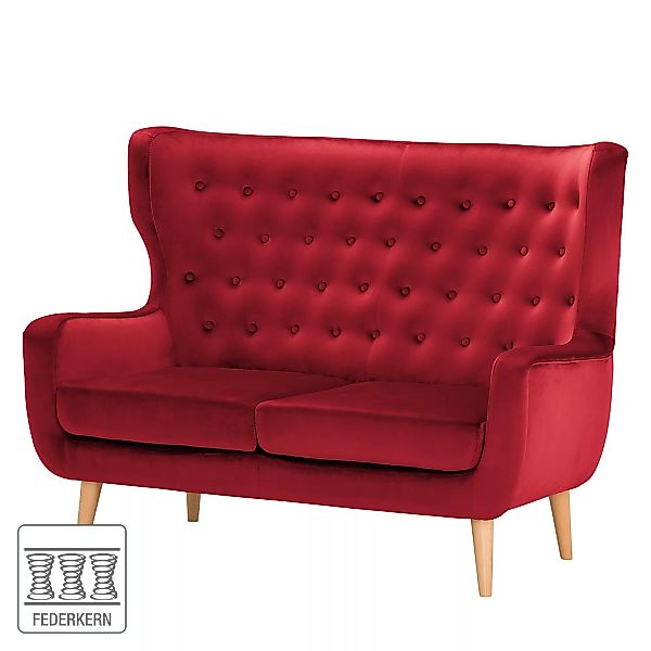 home24 Norrwood Sofa Boyka I 2-Sitzer Dunkelblau Samt 144x88x105 cm günstig online kaufen