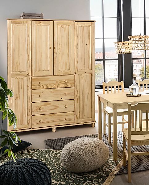 Möbilia Kleiderschrank 1 Stk. tlg. gefertigt aus massivem Kiefernholz günstig online kaufen