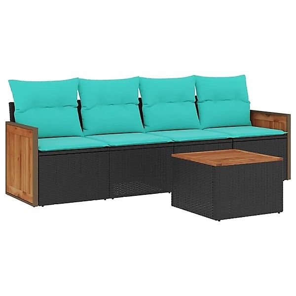 vidaXL 5-Tlg Gartensofa-Set mit Kissen Schwarz Polyrattan 3227457 günstig online kaufen