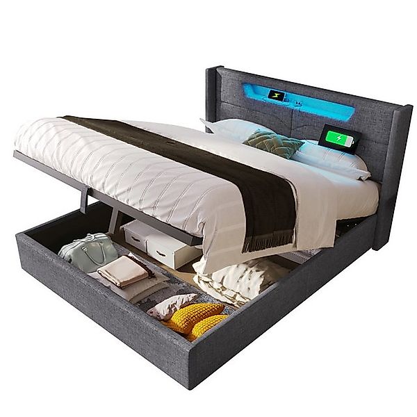 Gotagee Polsterbett Jugendbett Doppelbett Stauraumbett flaches Bett Multifu günstig online kaufen