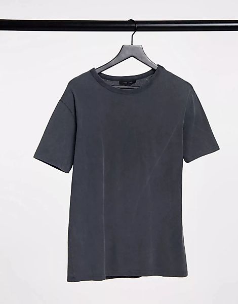 New Look – Graues Boyfriend-T-Shirt in Acid-Waschung günstig online kaufen