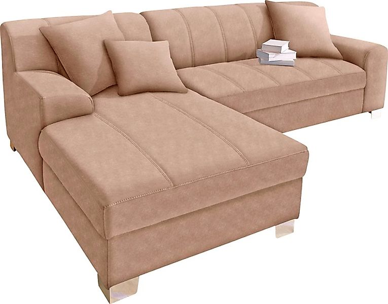 DOMO collection Ecksofa »Turah incl. Zierkissen, moderne Steppung, auch in günstig online kaufen
