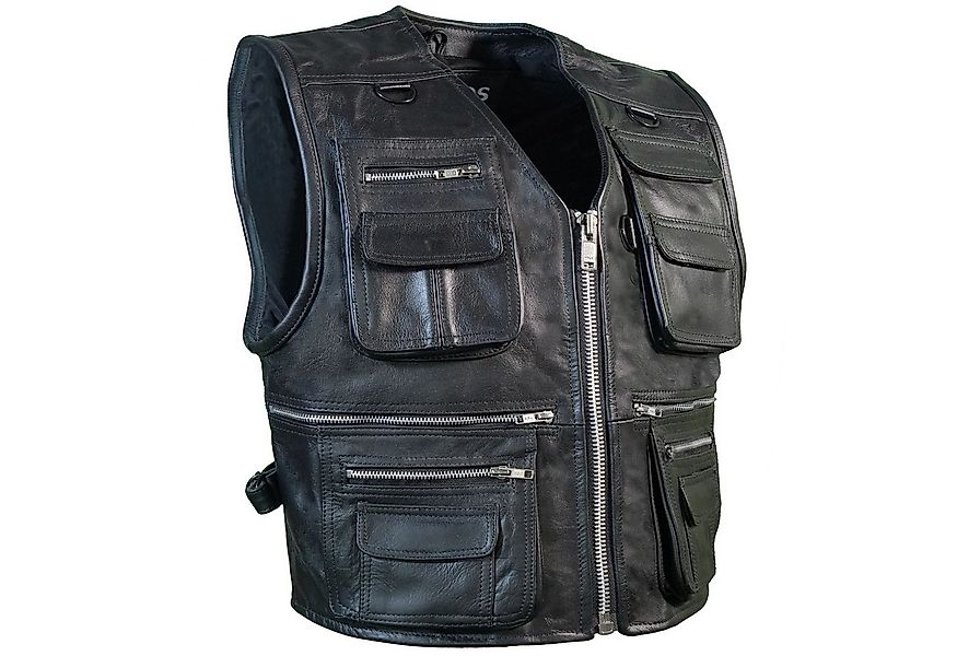 PAULGOS Motorradweste Lederweste Biker Kutte Clubweste Chopper Weste 100% E günstig online kaufen