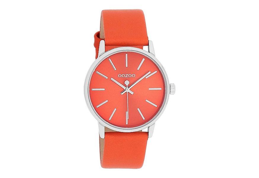OOZOO Quarzuhr Damenuhr C11062 Orangerot Lederband 36 mm C11062 günstig online kaufen